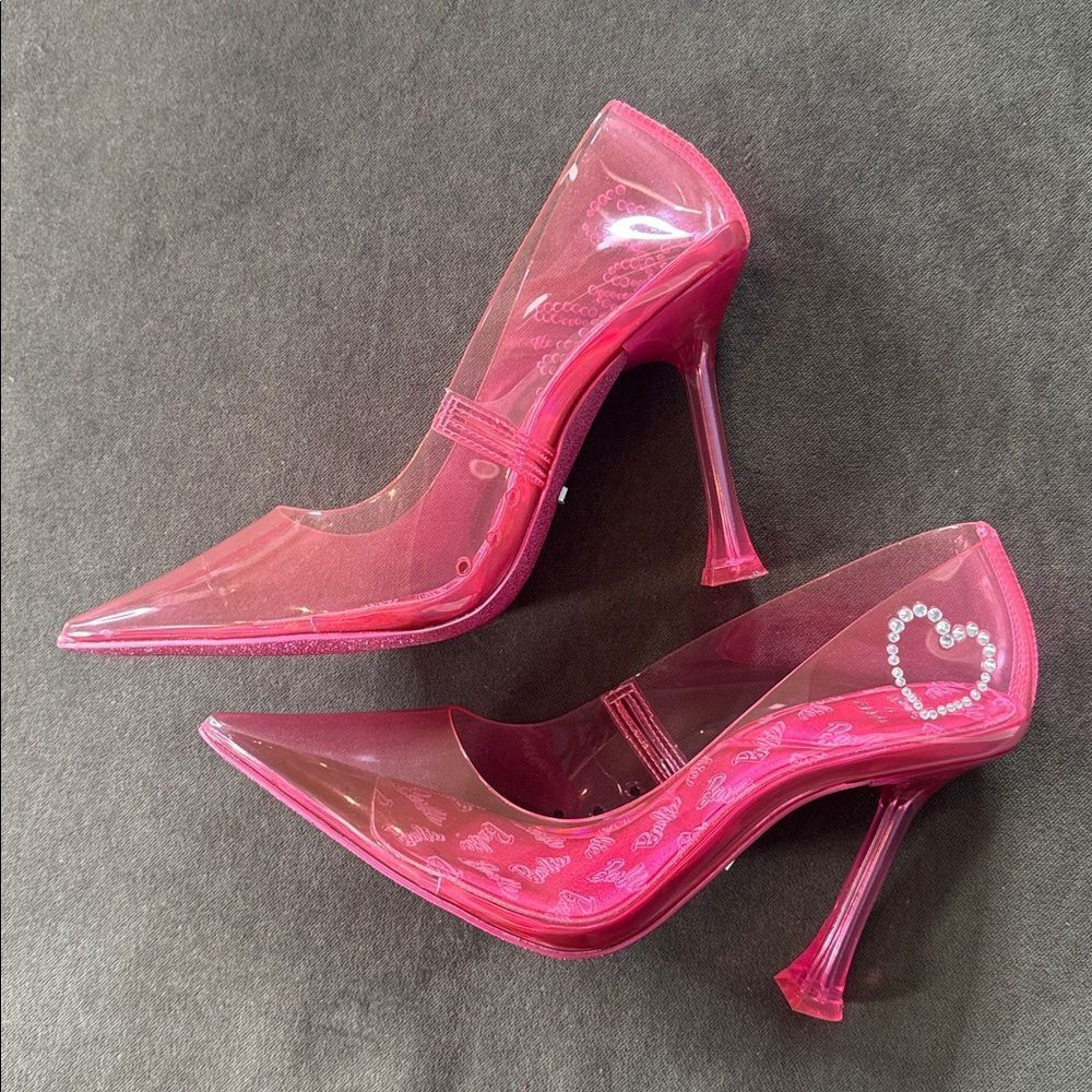 Barbie x ALDO Barbiestessy Collection Pink Translucent Pointed Toe Pumps 7.5 NEW - Picture 13 of 14